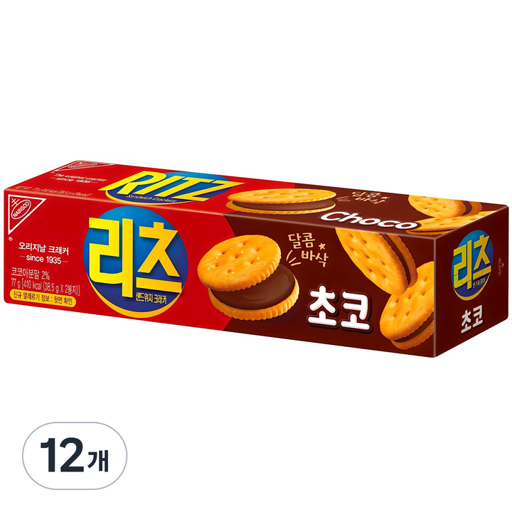 리츠 샌드위치 크래커 초코, 77g, 12개