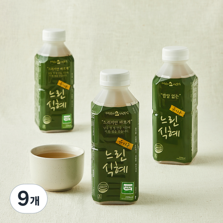 서정쿠킹 유기가공식품 인증 밥알없는 느린식혜, 500ml, 9개