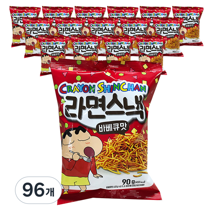 짱구 라면스낵 바베큐맛, 90g, 96개