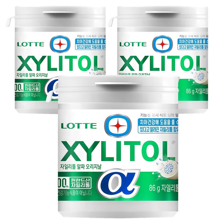 롯데자일리톨 알파 오리지날, 86g, 3개