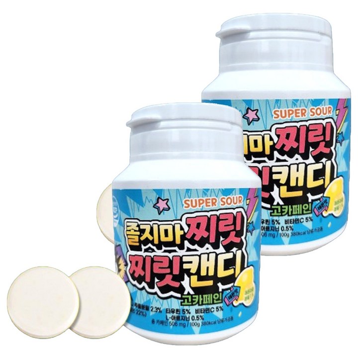 졸지마 찌릿찌릿 캔디 고카페인 레몬맛 50p, 100g, 2개