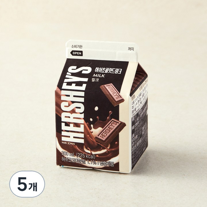 허쉬 초콜릿 드링크 밀크, 5개, 300ml