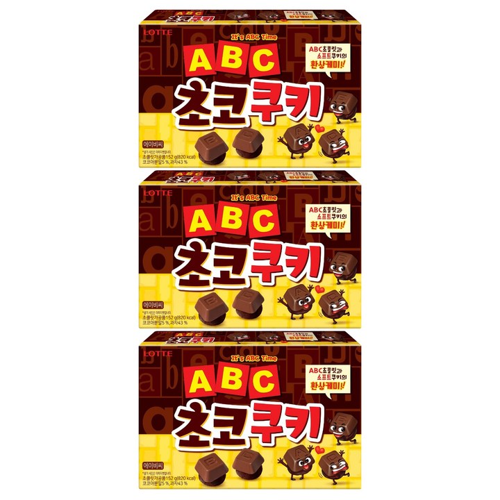 롯데웰푸드 ABC초코쿠키, 152g, 3개