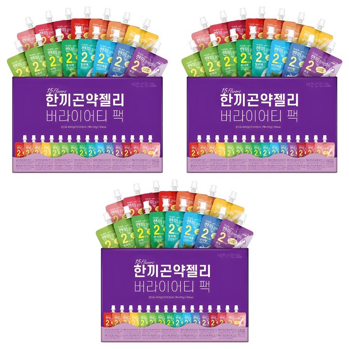 더존건강 한끼 곤약젤리 버라이어티 팩 150ml x 15종 x 2p 세트, 4.5kg, 30개입, 3개