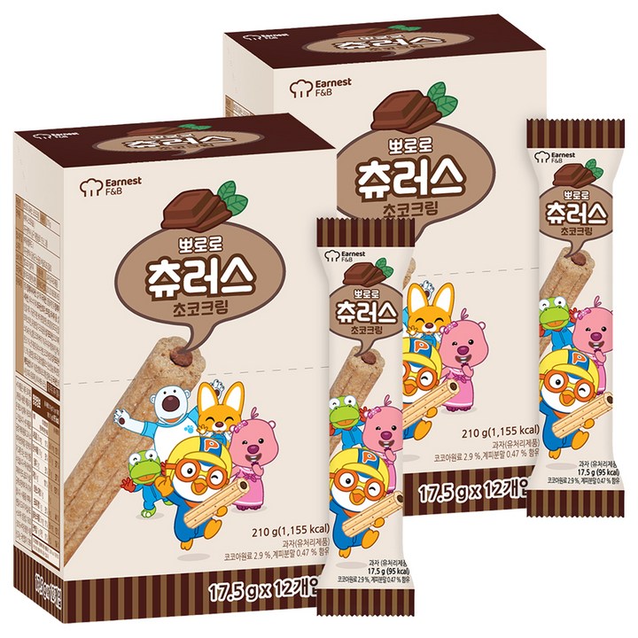 뽀로로 츄러스 초코크림, 210g, 2개
