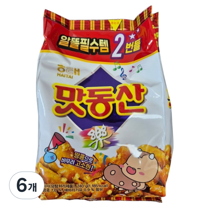 해태제과 맛동산 2p, 240g, 6개