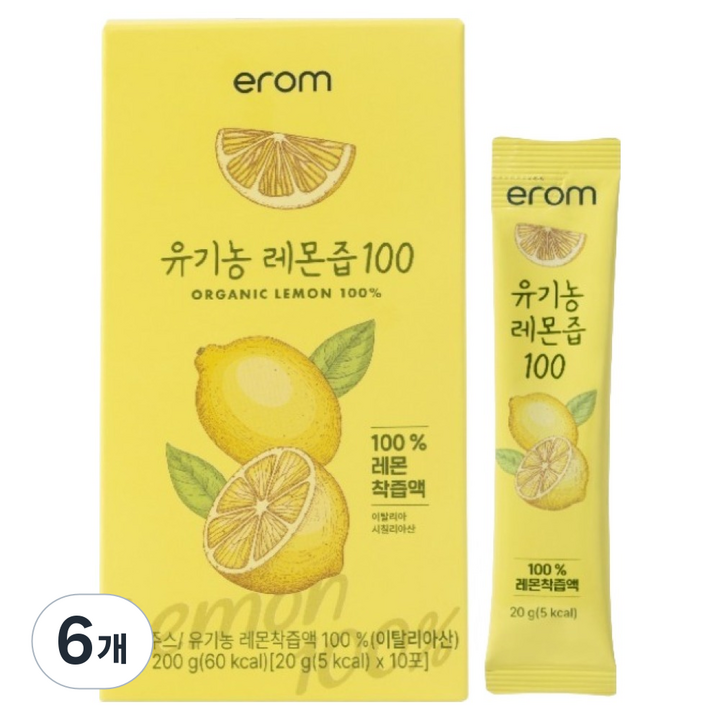 이롬 유기농 레몬즙 100 10p, 200g, 6개