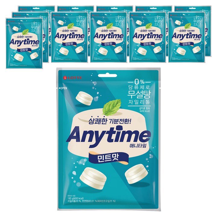 롯데웰푸드 애니타임 민트맛, 185g, 12개