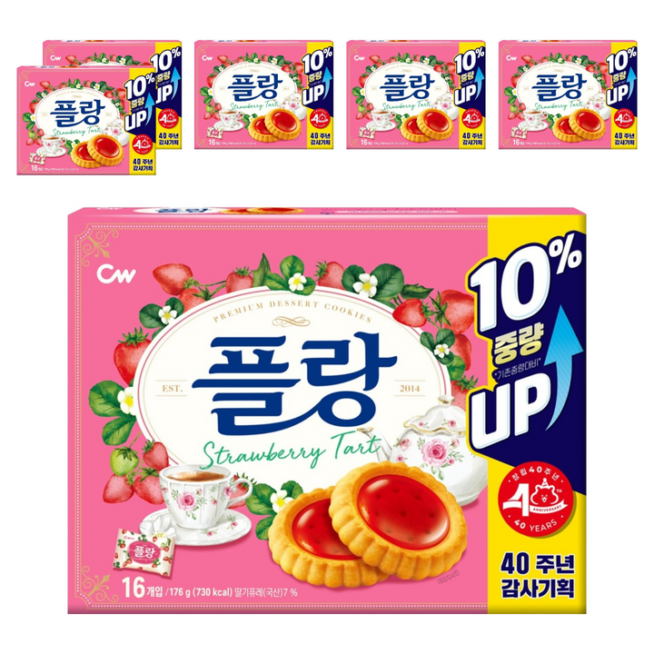 청우식품 플랑 딸기 타르트 쿠키, 176g, 6개