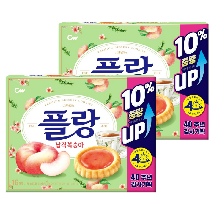 청우식품 플랑 납작복숭아, 176g, 2개