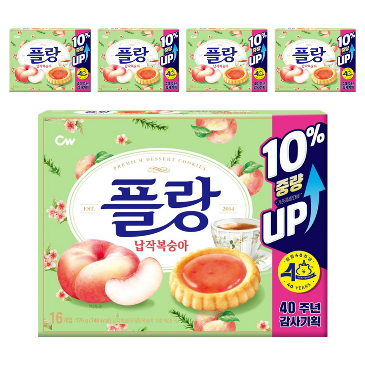 청우식품 플랑 납작복숭아 쿠키, 176g, 5개