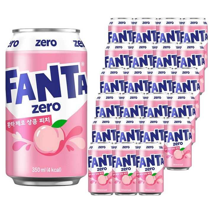 환타 제로 상큼 피치 탄산음료, 350ml, 24개
