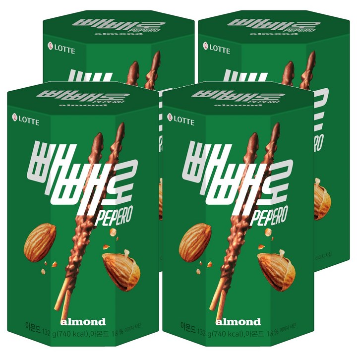 빼빼로 아몬드, 132g, 4개