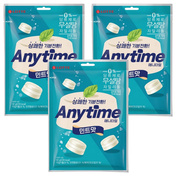 롯데웰푸드 애니타임 민트, 92g, 3개