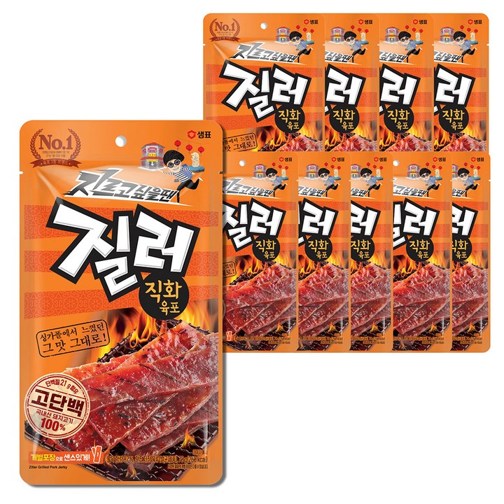 질러 직화 육포, 70g, 10개