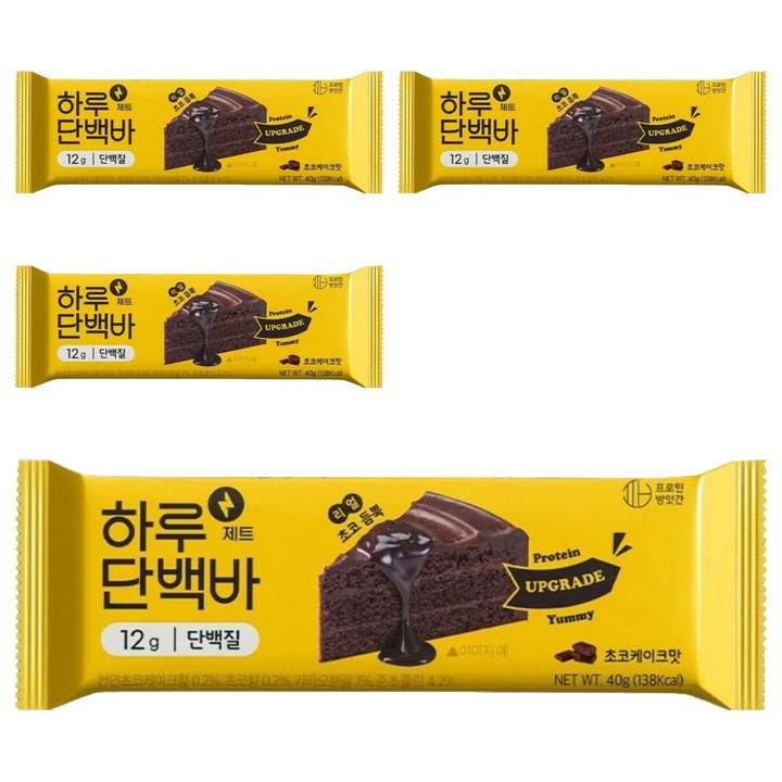 프로틴방앗간 하루단백바 제트 초코케이크맛, 40g, 4개