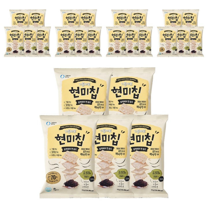 기름제로 연구소 현미칩 블랙페퍼 앤 솔트, 60g, 25개