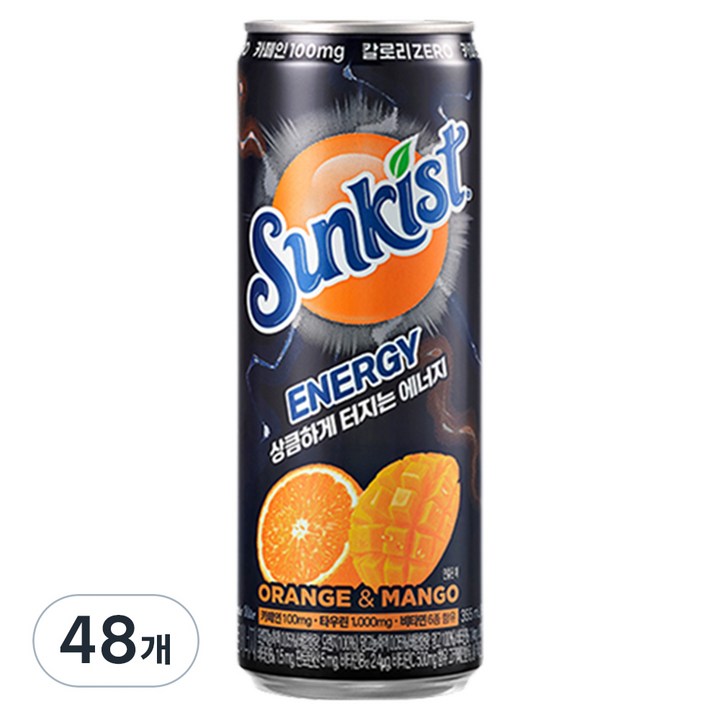 썬키스트 에너지 오렌지망고, 48개, 355ml