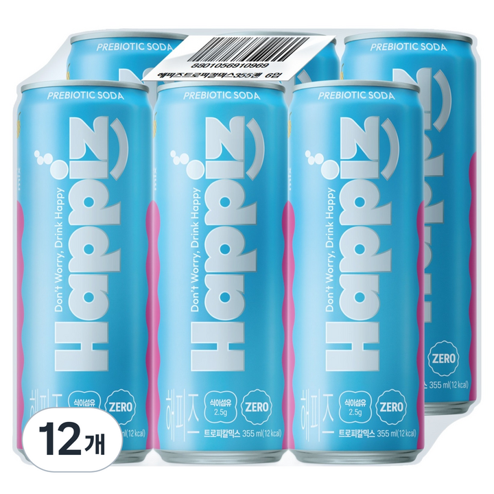 롯데칠성음료 해피즈 프리바이오틱 소다 트로피칼믹스, 12개, 355ml