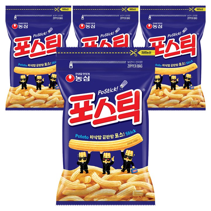 농심 포스틱 과자, 280g, 4개