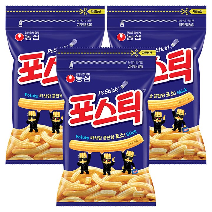 농심 포스틱 과자, 280g, 3개