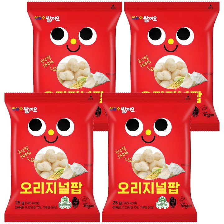 청원생명쌀 안심플러스 튀기지 않은 쌀과자 쌀이요 오리지널팝, 25g, 4개