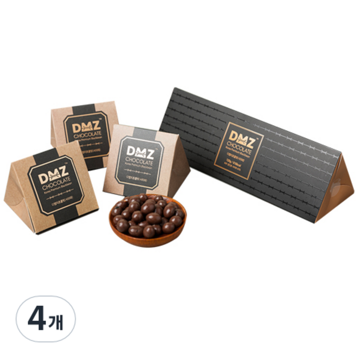 DMZ 파주 장단콩 삼각 서리태 초콜릿, 120g, 4개