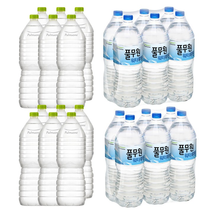 풀무원샘물 생수 무라벨 2L 12p + 워터루틴 2L 12p, 1세트