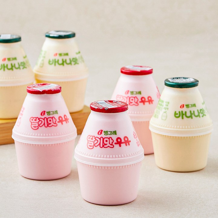 바나나맛우유 240ml x 3개입 + 딸기맛우유 240ml x 3개입 세트, 1.44L, 1세트