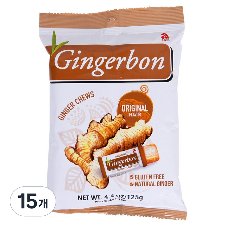 진저본 오리지널 생강 츄이캔디, 125g, 15개