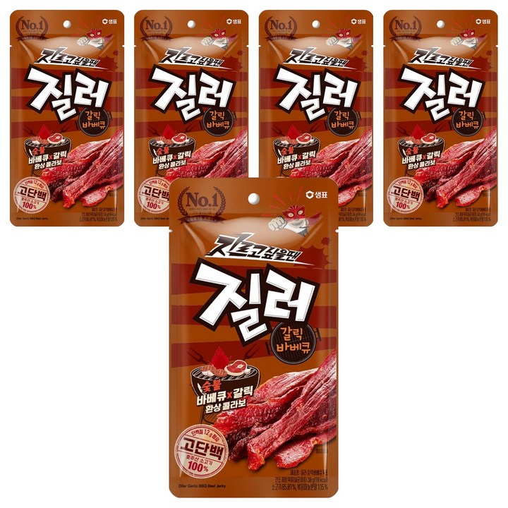 샘표 질러 갈릭바베큐 육포, 30g, 5개