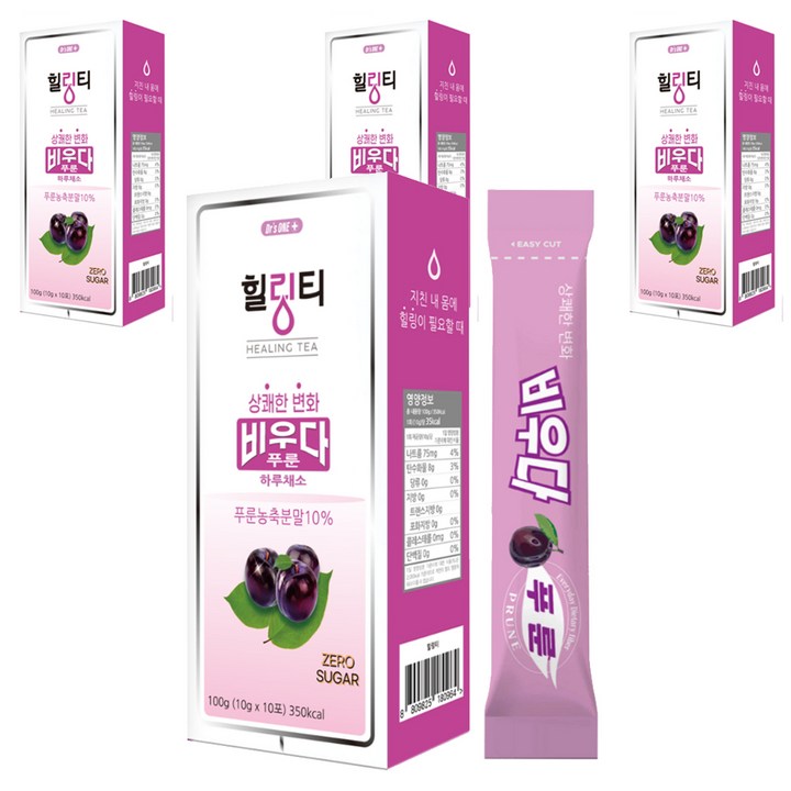 닥터스원 힐링티 상쾌한 변화 비우다 푸룬 하루채소 푸룬주스 농축분말 ZERO SUGAR, 10g, 40개