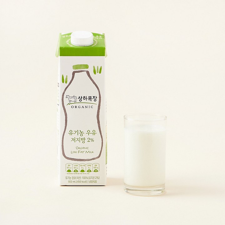 상하목장 유기농 인증 우유 저지방, 900ml, 1개