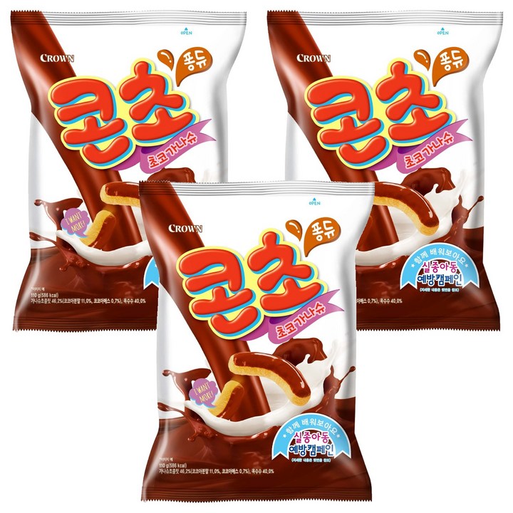 크라운 콘초 초코가나슈, 110g, 3개