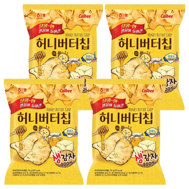 해태제과 허니버터칩, 60g, 4개