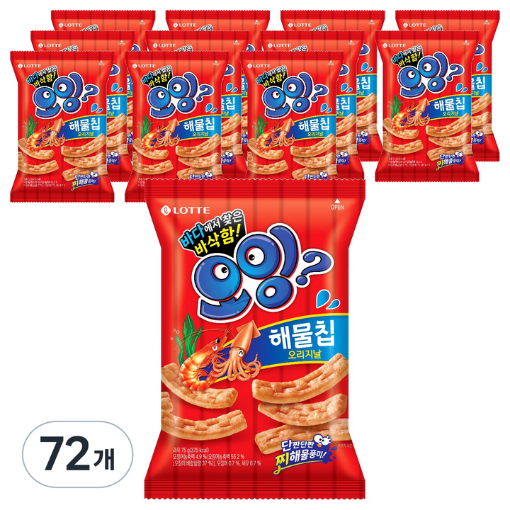롯데웰푸드 오잉 해물칩 오리지날, 75g, 72개