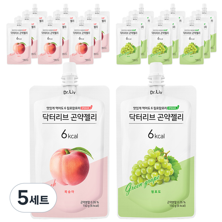 닥터리브 곤약젤리 청포도 150ml x 10p + 복숭아 150ml x 10p, 5세트