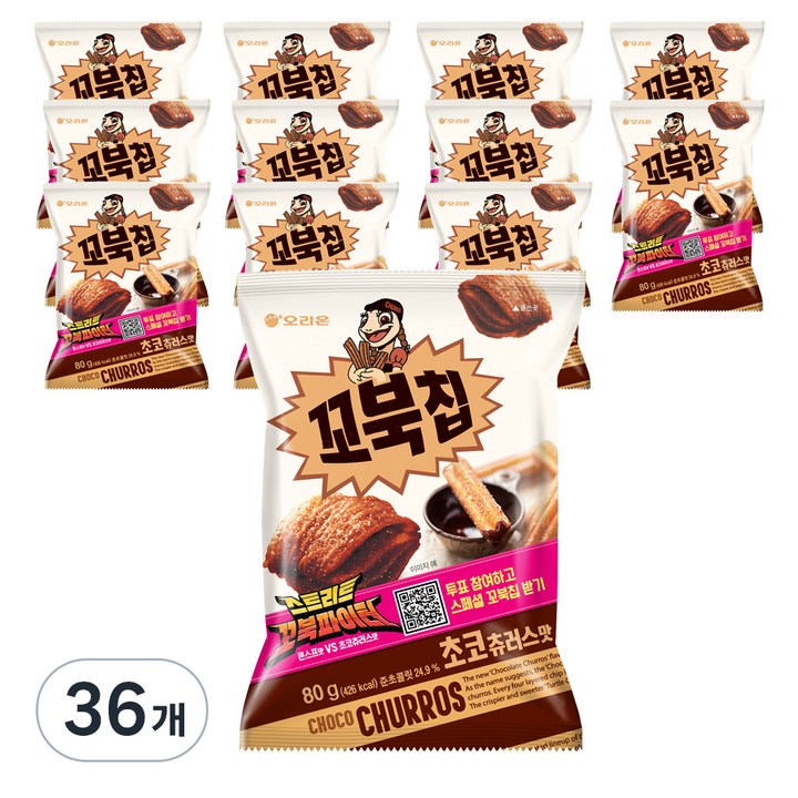 꼬북칩 초코츄러스맛, 80g, 36개