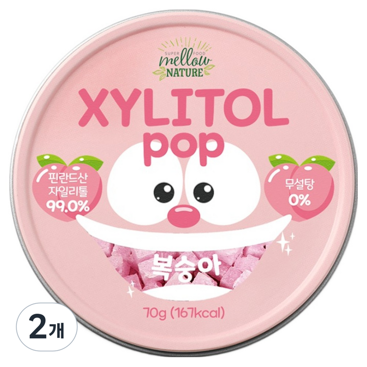 자일리톨팝 틴케이스 복숭아, 70g, 2개