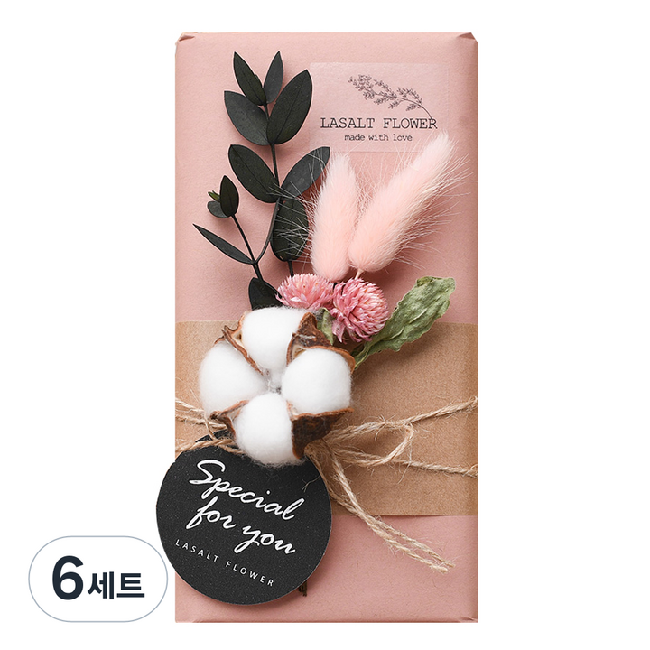 라솔트 프리저드 플라워 초콜릿 기프트 핑크, 페레로로쉐 8p + 크라프트 쇼핑백 + 메세지 카드, 6세트