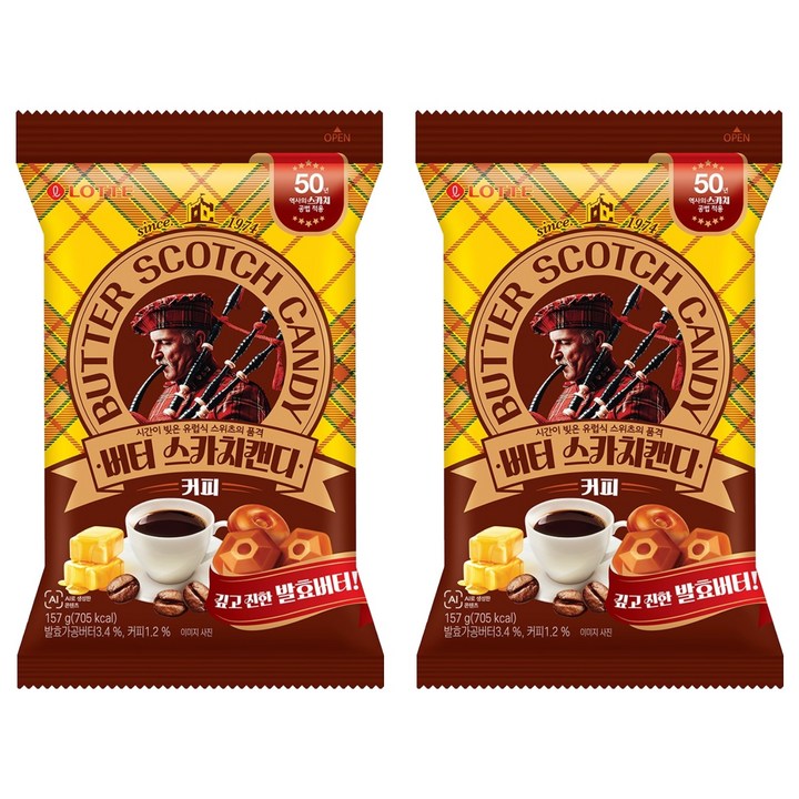 롯데웰푸드 버터 스카치캔디 커피, 157g, 2개