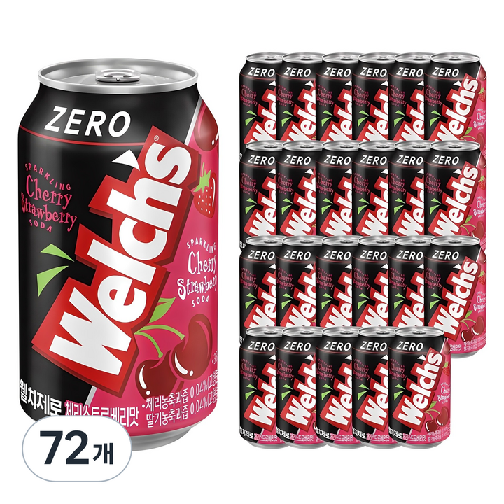 웰치스 제로 체리스트로베리맛, 355ml, 72개