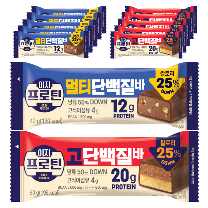 롯데웰푸드 이지프로틴 고단백바 60g 6p + 멀티단백질바 40g 6p, 1세트