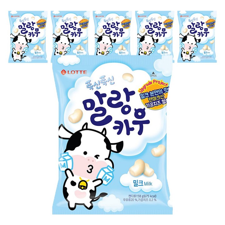 롯데웰푸드 폭신폭신 말랑카우 우유 츄잉캔디, 158g, 6개