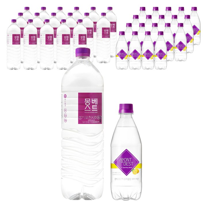 몽베스트 생수 18p + 스파클링 워터 레몬 500ml 20p, 1개, 2L