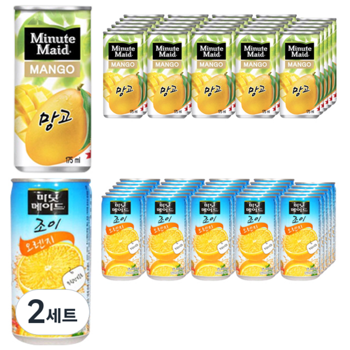 미닛메이드 망고 음료 175ml x 30p + 오렌지 음료 175ml x 30p, 2세트