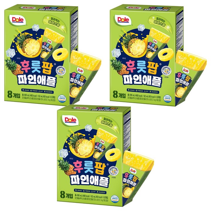 돌 후룻팝 파인애플 8p, 62ml, 3개