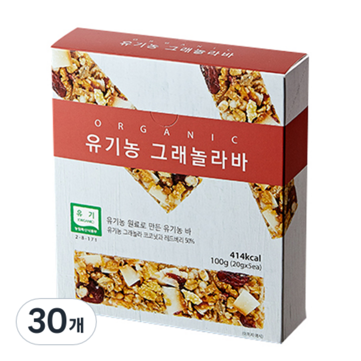 유가원 유기농 그레놀라바, 20g, 30개