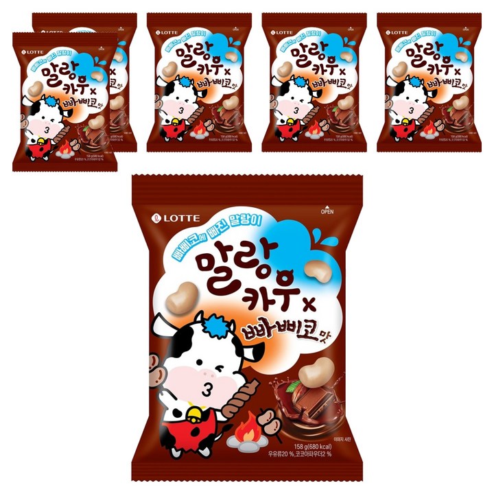 롯데웰푸드 말랑카우 빠삐코맛, 158g, 6개