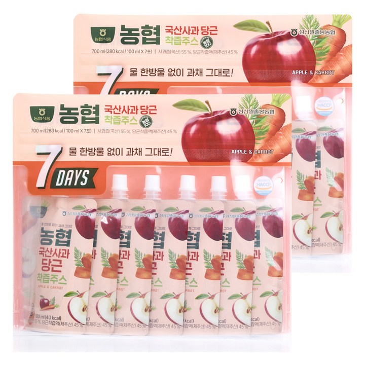 농협 국산 사과 당근 착즙주스, 100ml, 14개